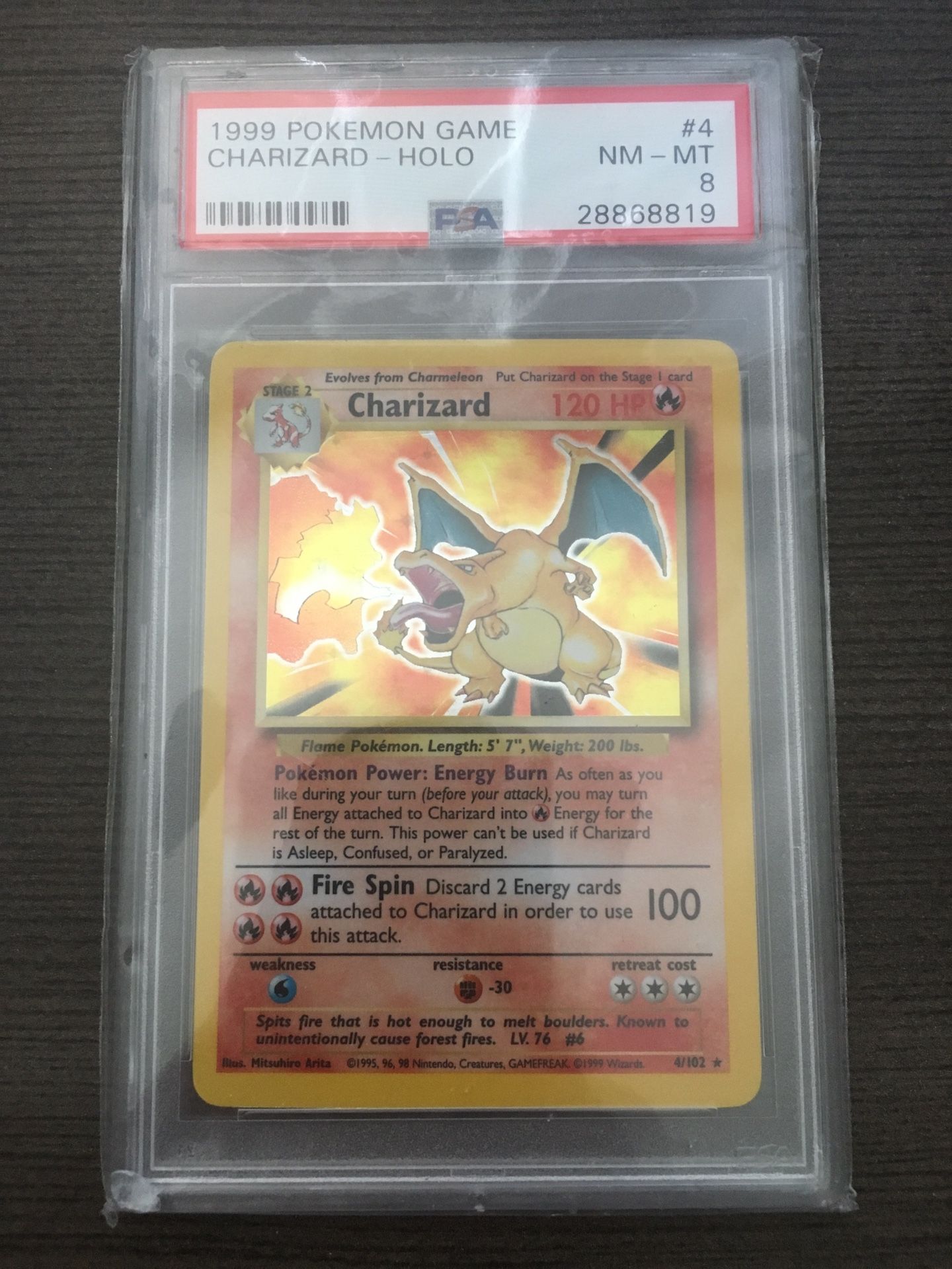 Charizard Pokémon card 1999 PSA 8