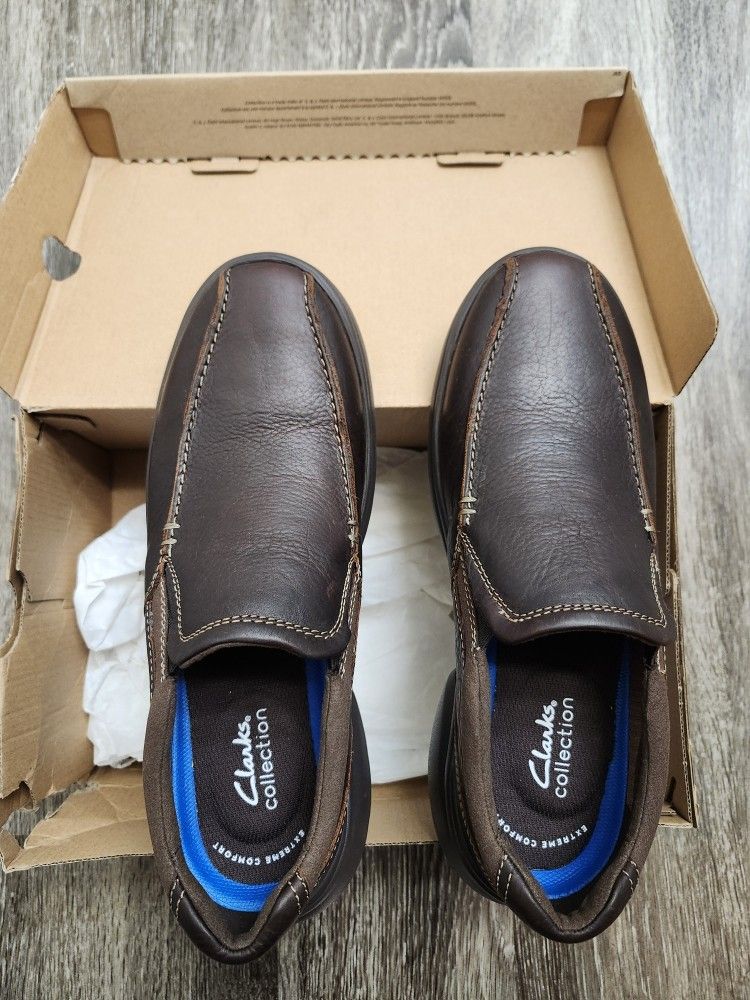 Clarks Men's Bradley Step Slip On Brown Tumbled Size 9 W Casual Shoes