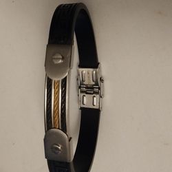 Rubber and Stainless Steel Bracelet For Men 