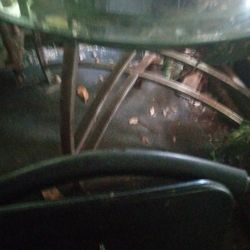 Round Glass Top Table Siver Base About 50' Round