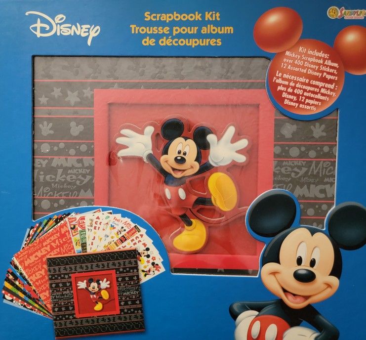 SandyLion Disney Mickey Mouse Scrapbook Kit Album Paper Stickers NEW