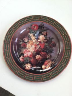 I. Godinger 1855 Email de Limoges decore a la main a P Marino 8" Still Life Flowers Collector's Plate
