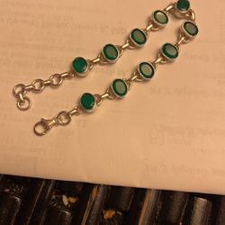 Green Onyx Womans Sterling Silver bracelet 