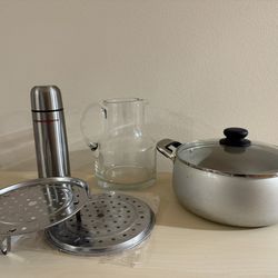 Bundle Kitchen Pot, Starbucks Bottle, Glass Pitcher