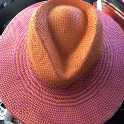 Sun Straw Hat Orange & Pink 