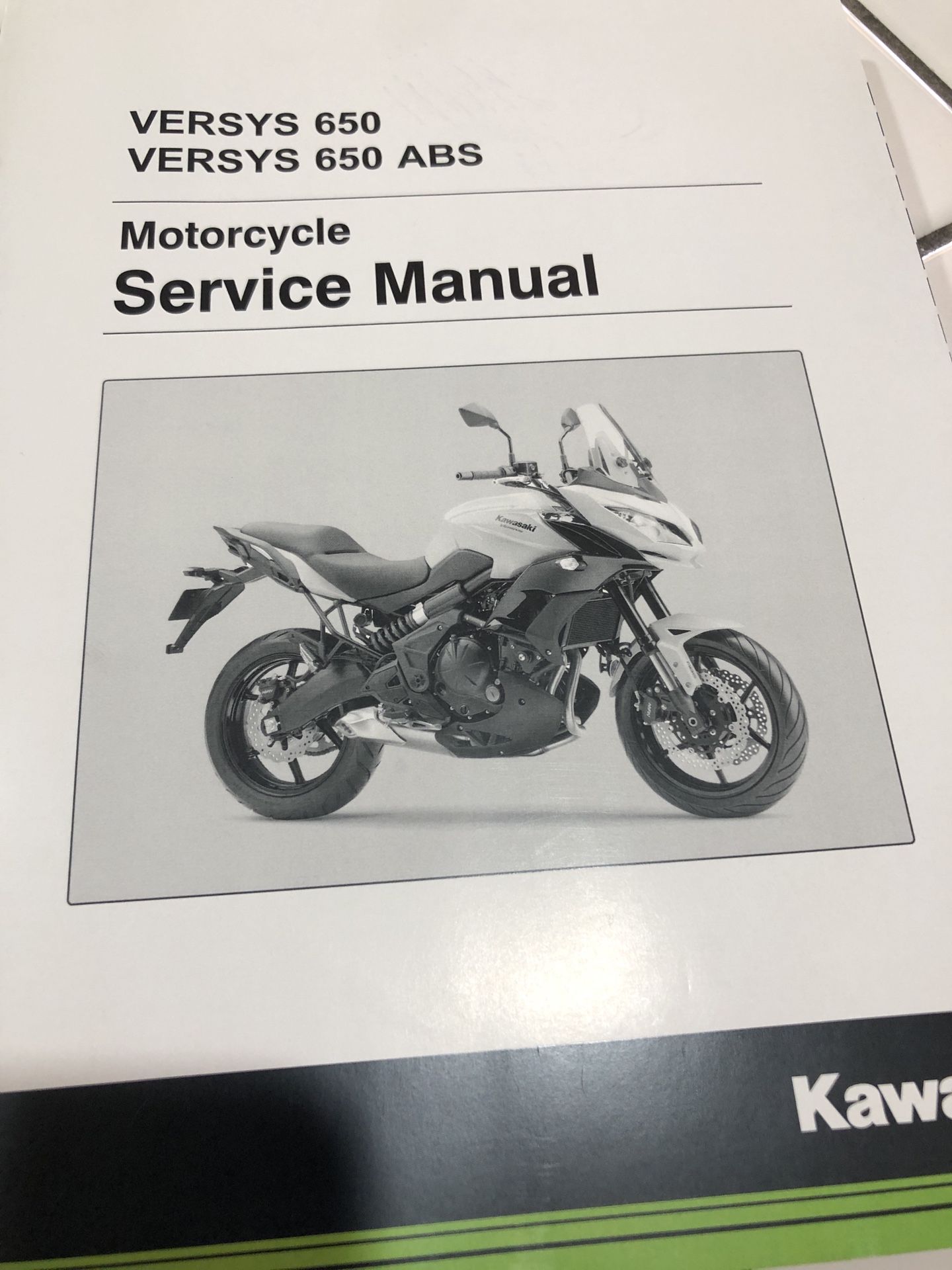 Kawasaki Versys 650 motorcycle service manual. Brand new.