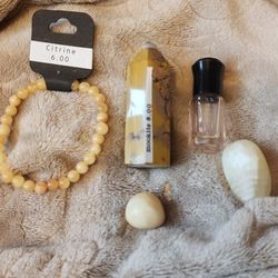 Yellow Crystal Bundle  Citrine, Mookite,