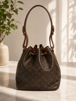 Louis Vuitton Monogram Petit Noe Drawstring Bucket Hobo 11LV106
