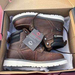 Brown wolverine construction work boots