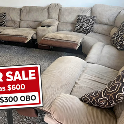 4 Recliner Sectional Sofa with Cup Holders