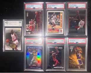 7 PSA Graded Basketball Card Lot JORDAN, LEBRON, and KOBE