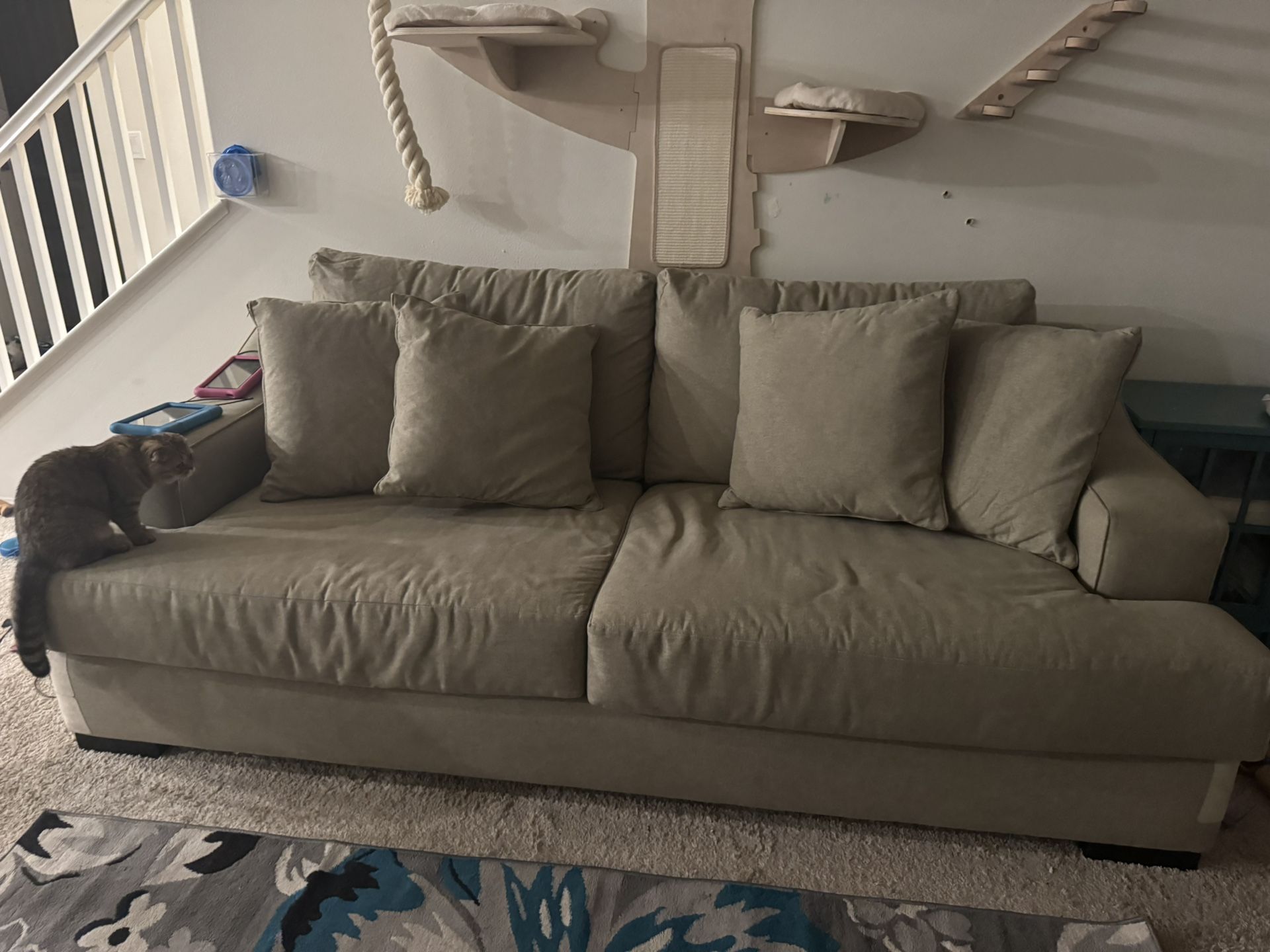 Well Kept Beige Queen Sleeper Sofa