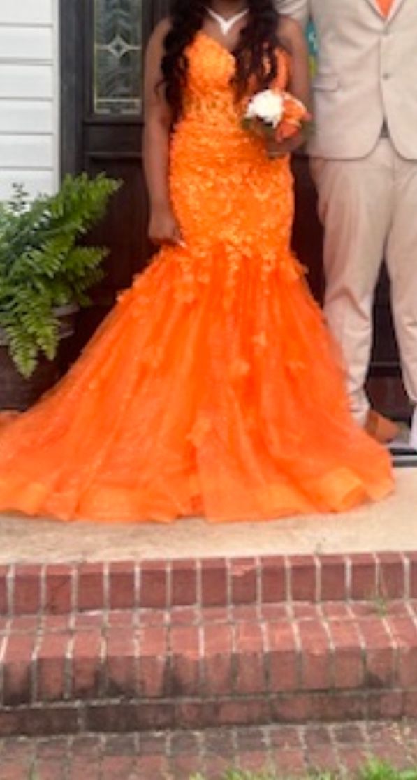 Orange Mermaid Prom Dress