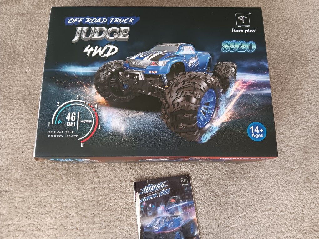 RC Judge 4WD S920 Remote Control Blue Monster Truck W/Box Age 14+