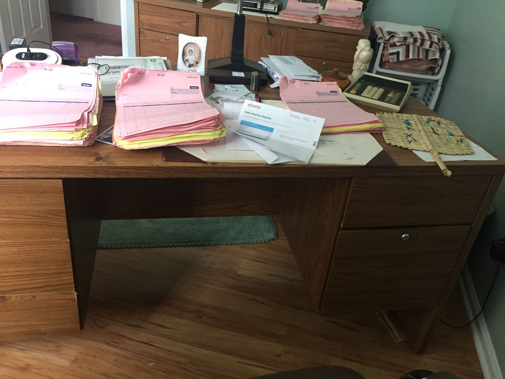 Office Desk with 5 drawers and curdenza and chair