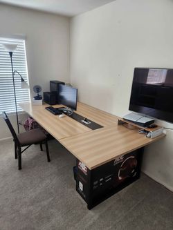 95" × 48" Modular 4-Person Workstation Desk / Large Conference Table with Cable Management