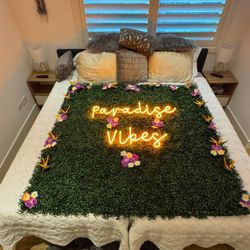 REDUCED! MOVING! Tropical Party Backdrop With LED Sign. 