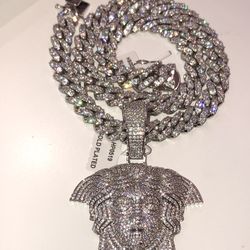 14k Rhodium Gold Filled Miami Cuban Medusa Pendant 