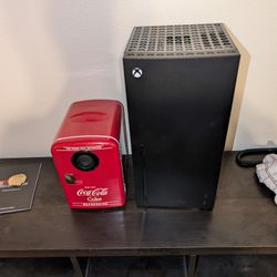 Xbox Mini Fridge and a Bluetooth Speaker Coca Cola Mini Fridge