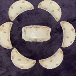 6 Bone China Moon Dishes And Plater