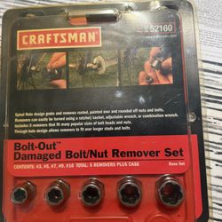 Craftsman Bolt out damaged bolt/Nut removal set new 5 pc see pic for sizes $20 