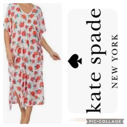 Kate Spade New York  Sleepware  Floral Print Short Sleeve V- Neck Woven Caftan Intimate