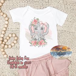 Baby Onesie Bodysuit Boho Baby Elephant Design Size Newborn