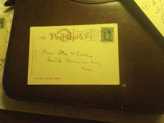 This Is A Light Blue On Cent Ben Franklin Stamp On A Vintage Post Card