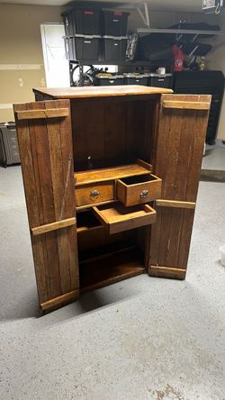 Rustic Wood Armoire Cabinet with Drawers