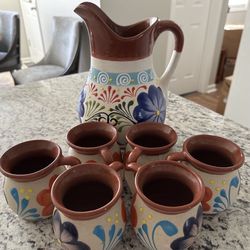 MEXICAN CLAY PITCHER SET ( Brand New)