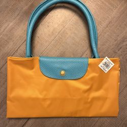 MSC Foldable Tote Orange And Turquoise - New With Tags