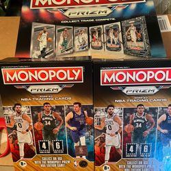 Prizm Nba Sports Cards Monopoly Board Game With 2 Booster Boxes Of Card Packs 