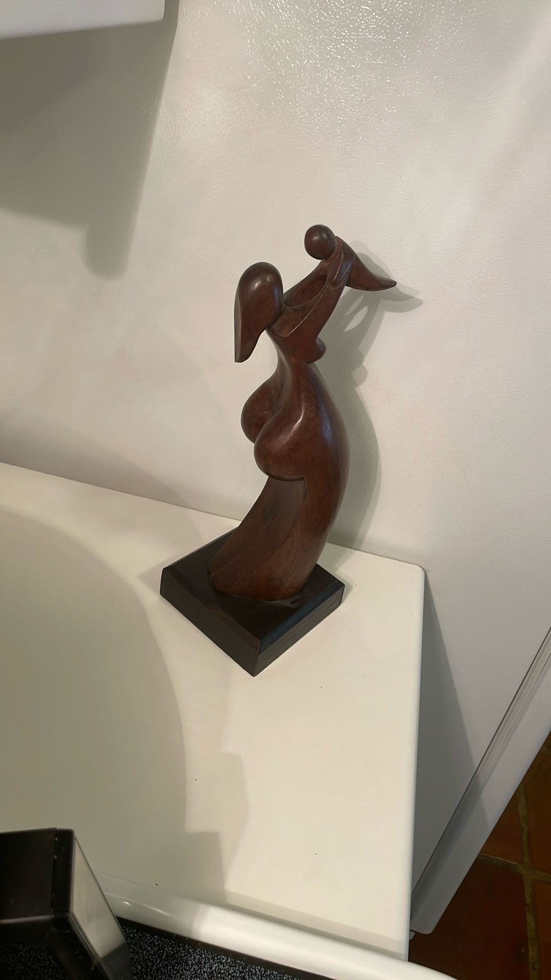 Hand Carved Wood Mother And Child Statue