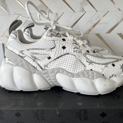 MCM White Himmel Visetos Sneakers Size 41