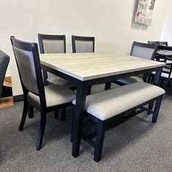Dining table with 4 chairs and a bench