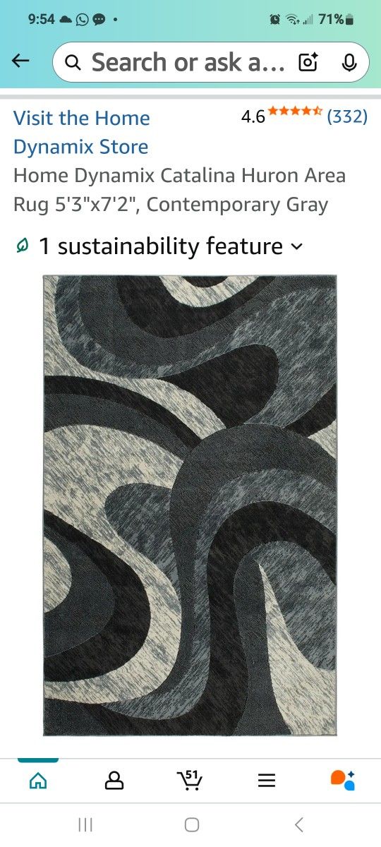 5'3" X 7'2" Brand New Rug Grey/Ivory