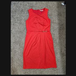 Banana Republic Red Sleeveless Dress with Belt Detail