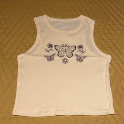Butter yellow butterfly tank top