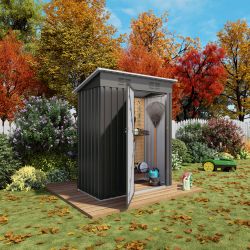 5X3 FT Metal Outdoor Storage Shed, Tool Shed with Pitched Roof and Lockable Door Compact Metal Tool Shed for Garden, Backyard, Patio, Everyday Sundrie