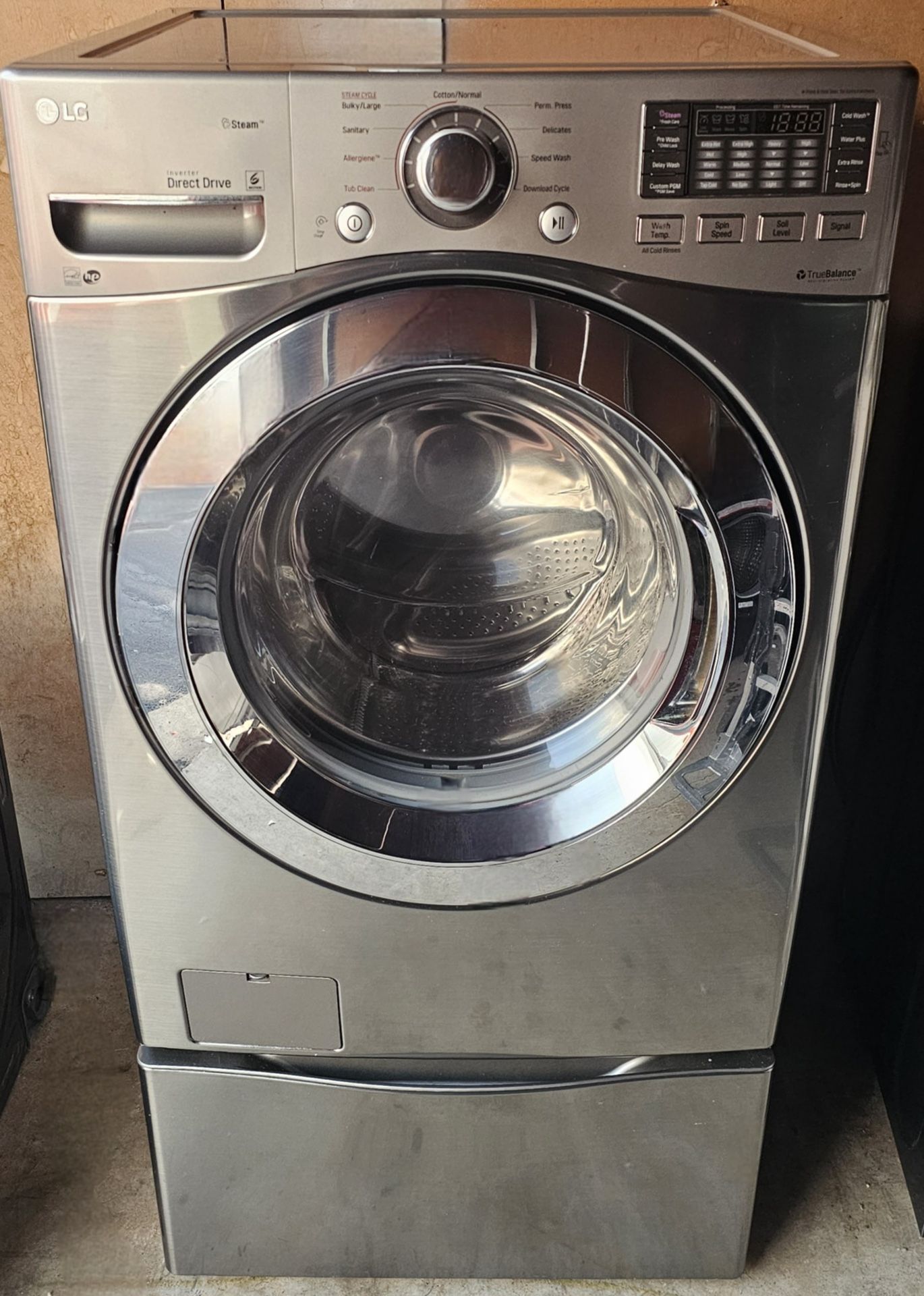 LG Steam Washer with Pedestal $299