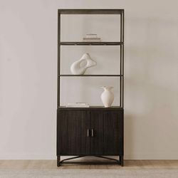 Free Delivery NEW IN-BOX Tall Storage Bookshelf, Solid Pine Wood, Solid Iron Frame (MSRP $1,849+tax)