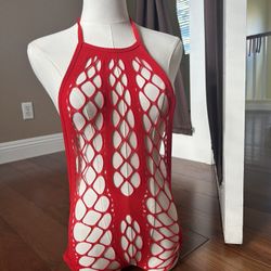 Dancer red fishnet bodysuit