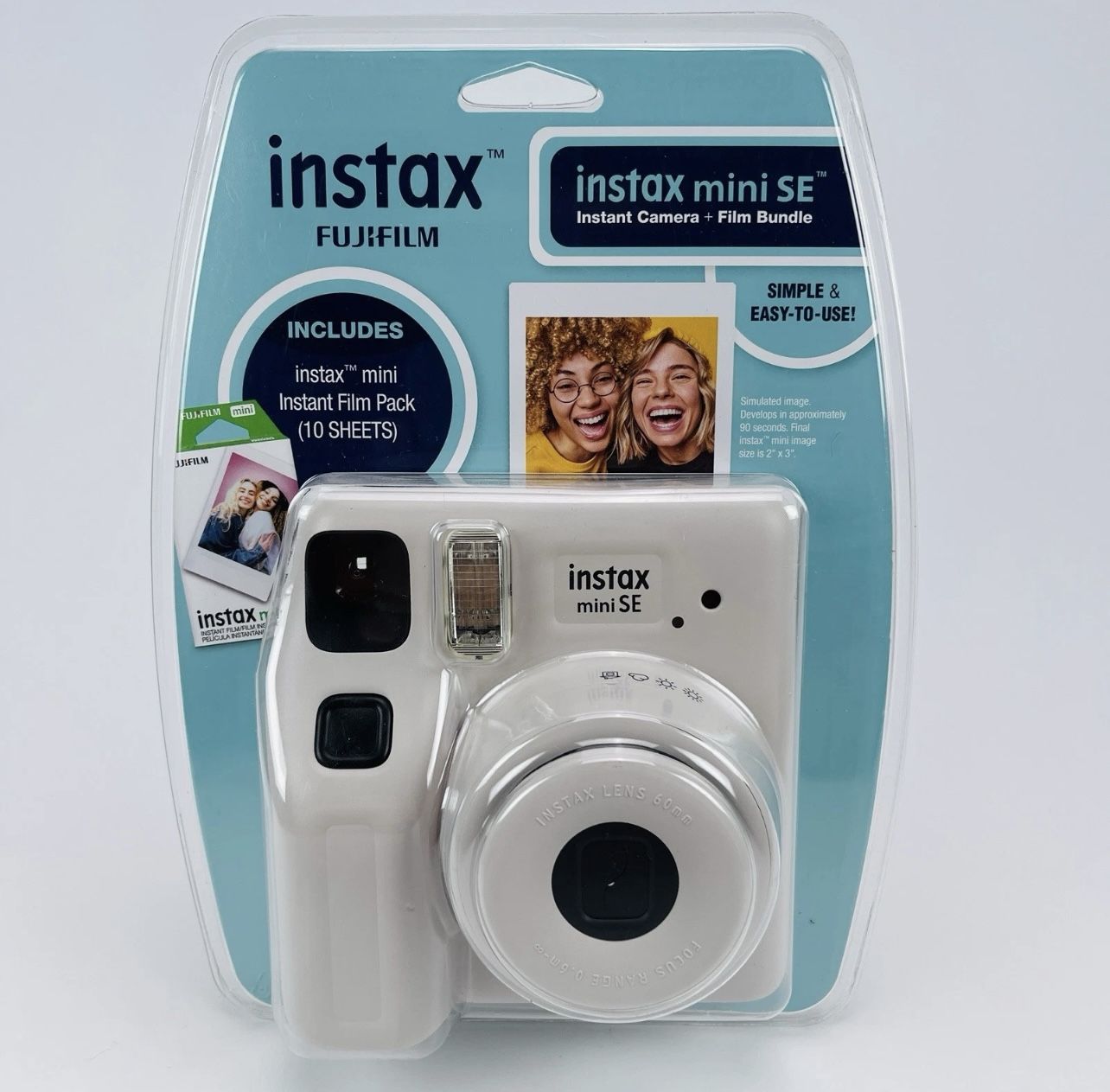 New Fujifilm Instax Mini SE Instant Film Camera Gray Blister Bundle Sealed