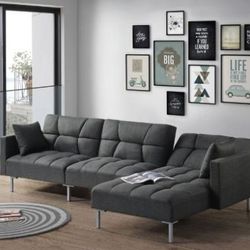Brand New Grey Modern Style Sectional Sofa Sleeper 