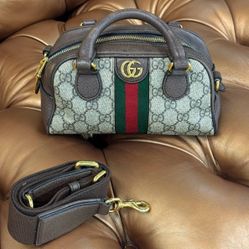 Auth GUCCI Ophidia Sherry GG Supreme Leather 2Way Bag Shoulder Bag Used