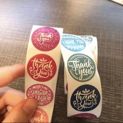 100 ct thank you stickers with simple colored wording business use stickers 1 inch (NOT A ROLL) 