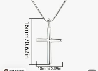 Sterling Silver Chain And Cross. Cross Is A Little Bigger Than 1/2 Inch 