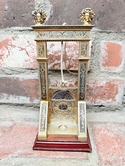 Vintage French Sky Mall Noble Brass Guillotine, Cigar Cutter, Gold Plated  See photos for condition. Selling as is.