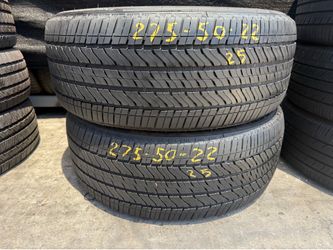 22” tires bridgestone 275/50/22 semi new with free installation $200 both