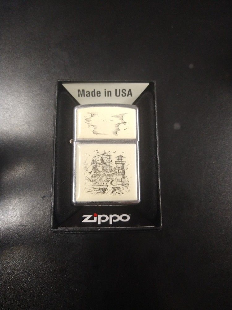 zippo 1987 scrimshaw ship Rare